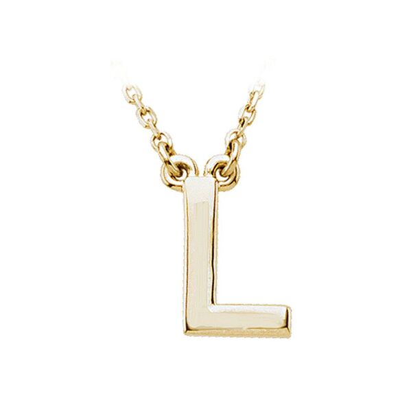 14K Yellow Gold, Kendall Collection, Block Initial L Necklace, 16 Inch - Picture 1 of 4